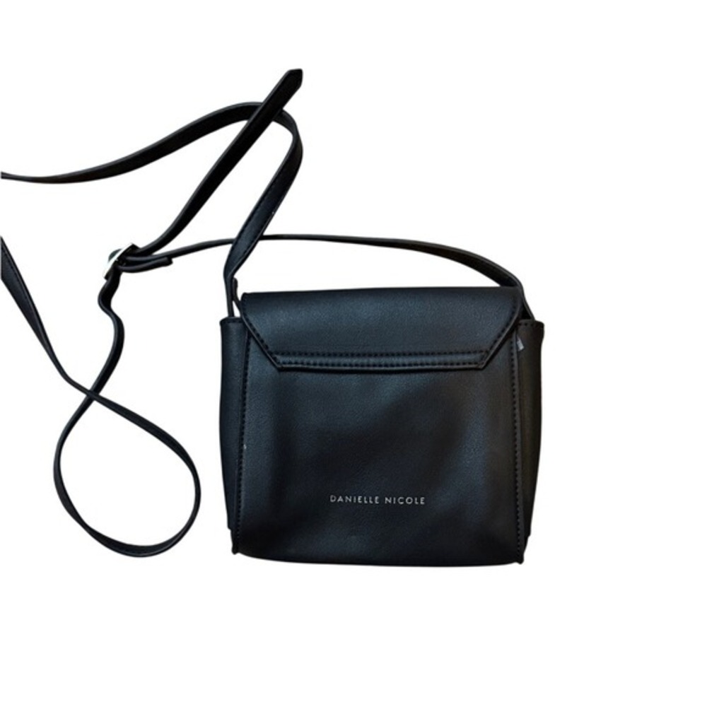 Danielle Nicole Black Vegan Leather Crossbody - Minimalist Small Square Bag - Picture 2 of 7
